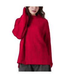 MAC HOUSE(women)(マックハウス（レディース）)/NAVY ネイビー 静電気抑制畦編みプルオーバー 112325816/レッド