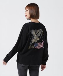 Schott(ショット)/EAGLE U.S.A FRAG L/S T－SHIRT/イーグル U.S.Aフラッグ ロングスリーブTシャツ/ブラック