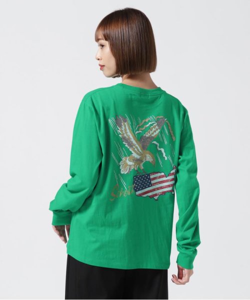 Schott(ショット)/EAGLE U.S.A FRAG L/S T－SHIRT/イーグル U.S.Aフラッグ ロングスリーブTシャツ/グリーン