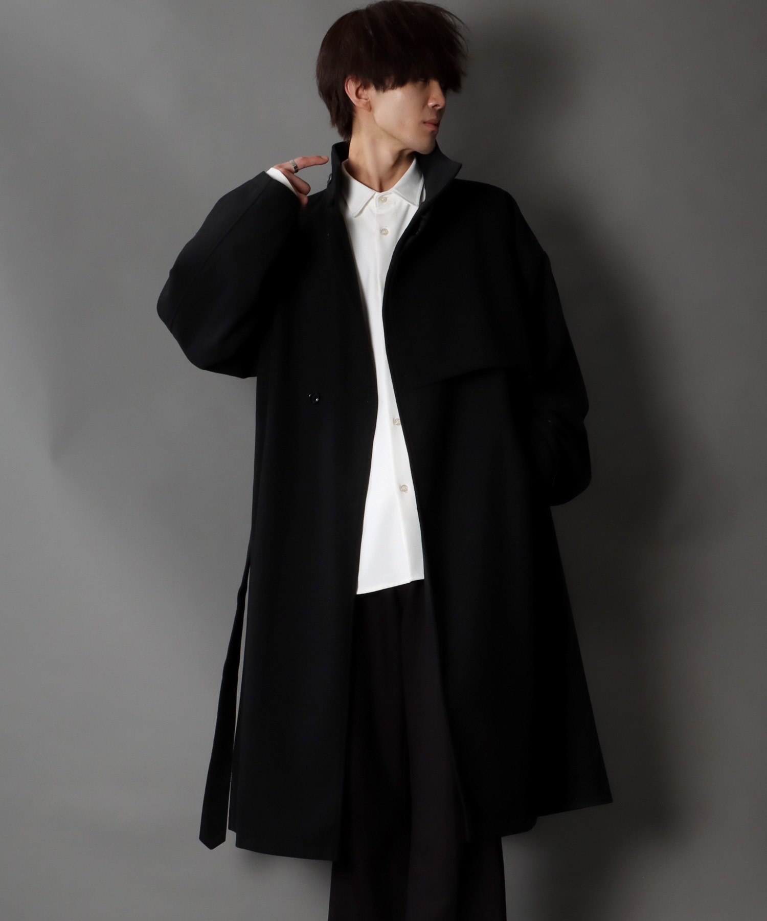 セール】【SITRY】over size wool stand long coat/オーバーサイズ