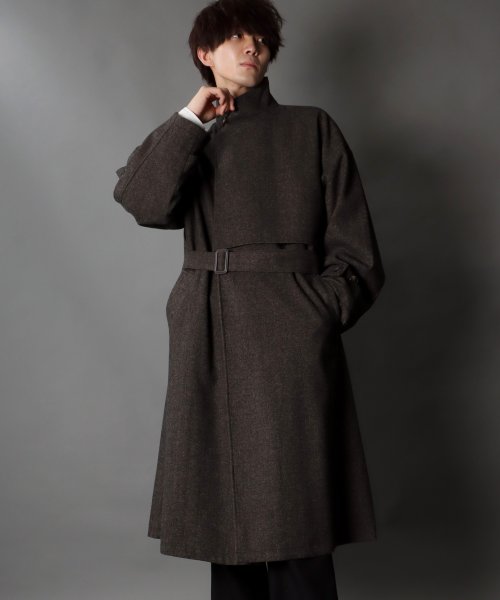 SITRY(SITRY)/【SITRY】over size wool stand long coat/オーバーサイズ ウール スタンド ロングコート/柄B