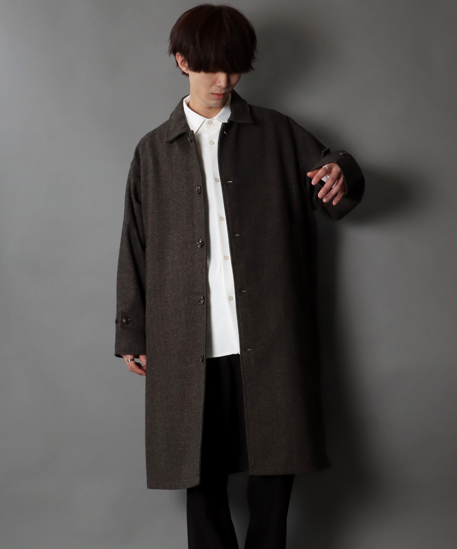 セール】【SITRY】over size wool bal collar coat/オーバーサイズ ウール バルカラー ロングコート/ステンカラーコート  メンズ コート(505062123) SITRY(SITRY) MAGASEEK