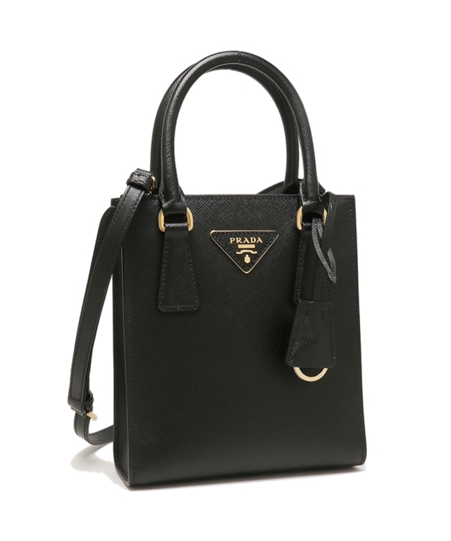 プラダ ハンドバッグ ショルダーバッグ サフィアーノレザー トライアングルロゴ ブラック レディース PRADA 1BA358 NZV OOO  F0002