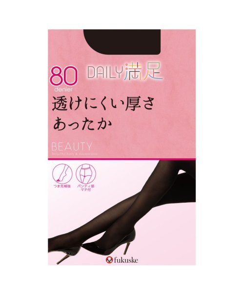 manzoku(満足)/福助 公式 タイツ レディース デイリー満足 80デニール 10足組 790q1921<br>MLサイズ ブラック 婦人 女性 フクスケ fukuske/ブラック