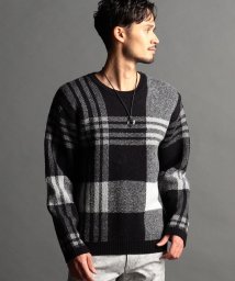 NICOLE CLUB FOR MEN(ニコルクラブフォーメン)/【22年モデル WEB限定再販売】ビッグチェッククルーネックニット/49ブラック