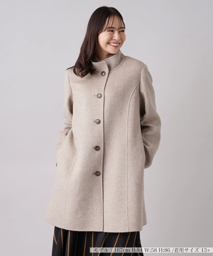 【セール】カシミヤスタンドカラーコート【Leilian WHITE LABEL】(505016703) レリアンプラスハウス