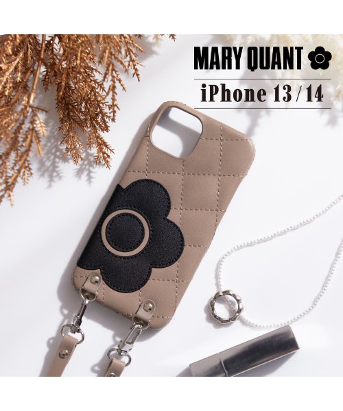 MARY QUANT(マリークヮント)/MARY QUANT マリークヮント iPhone 14 13 ケース スマホケース 携帯 レディース PU QUILT LEATHER NEW SLING C/グレージュ系1