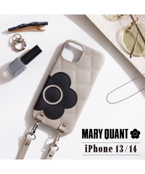 MARY QUANT(マリークヮント)/MARY QUANT マリークヮント iPhone 14 13 ケース スマホケース 携帯 レディース PU QUILT LEATHER NEW SLING C/グレージュ