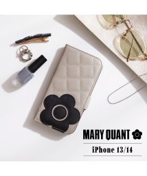 MARY QUANT(マリークヮント)/MARY QUANT マリークヮント iPhone 14 13 ケース スマホケース 携帯 レディース PU QUILT LEATHER BOOK TYPE C/グレージュ