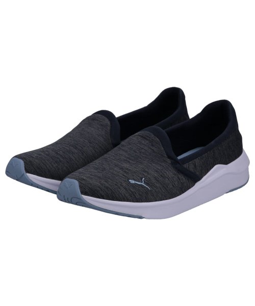 PUMA(PUMA)/PUMA プーマ スニーカー スリッポン ソフトライド フィネス レディース SOFTRIDE FINESSE SLIP－ON ブラック ホワイト ブルー 黒 /ブルー