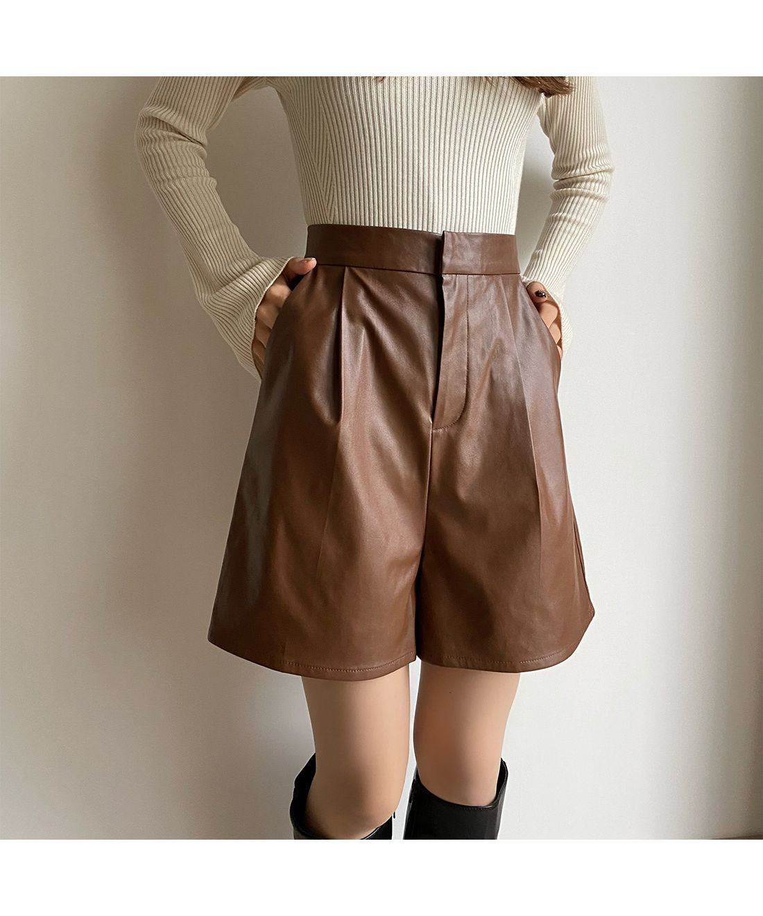 Amiur brown high waist denim