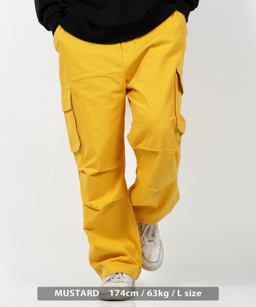 安全Shopping 特売 ボトムス ワイド パンツ カーゴ ワーク 韓国 ユニセックス 黄色 XL