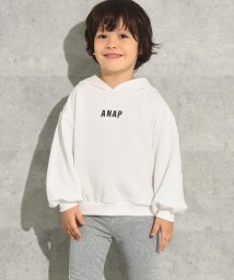 ANAP KIDS(アナップキッズ)/箔プリントロゴ裏毛フーディトップス/ホワイト