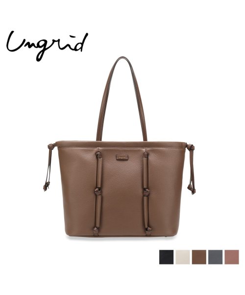 Ungrid(アングリッド)/アングリッド Ungrid バッグ トートバッグ レディース 大きめ ファスナー付き MEDIUM TOTE BAG ブラック ホワイト ブラウン グレー ピン/オーク