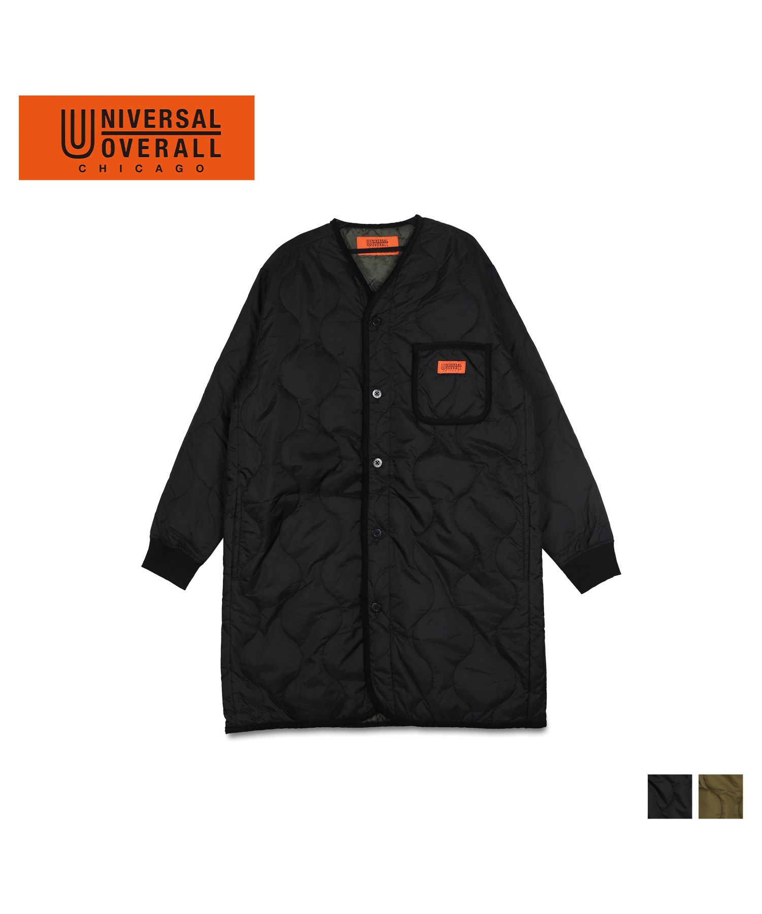 ユニバーサルオーバーオール UNIVERSAL OVERALL コート ノーカラーコート キルトコート アウター メンズ QUILT COAT  ブラック カーキ