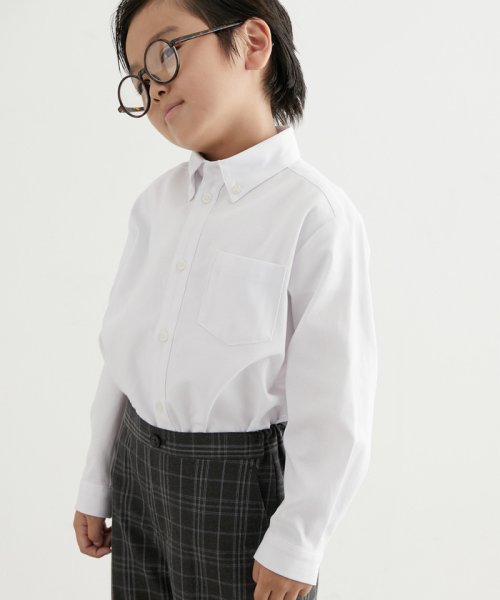 ROPE' PICNIC　KIDS(ロぺピクニックキッズ)/【BOYS】入卒式にも/Rロゴ刺繍入りシャツ/ホワイト（10）