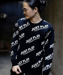 JUST PLAY(ジャストプレイ)/【JUST PLAY】12Gジャガード編みニット/ブラック