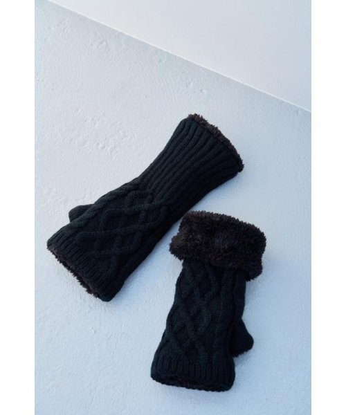 AZUL by moussy(アズールバイマウジー)/KNIT HAND WARMER/BLK