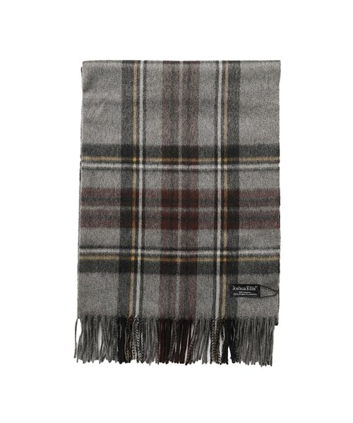 Joshua Ellis(ジョシュアエリス)/【Joshua Ellis(ジョシュアエリス)】Ripple Cashmere Scarf カシミヤ 大判 ストール チェック 柄 ショール マフラー CPG /グレー