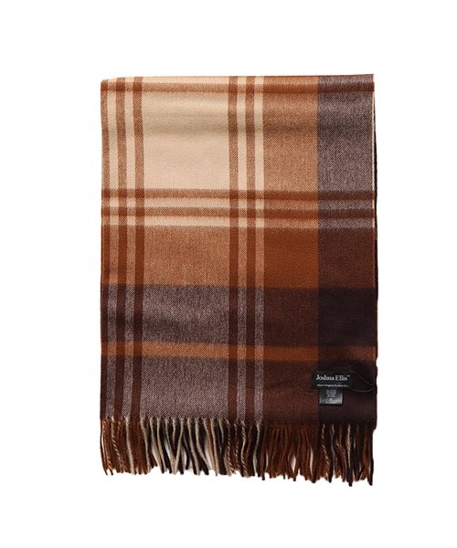 Joshua Ellis(ジョシュアエリス)/【Joshua Ellis(ジョシュアエリス)】Ripple Cashmere Scarf カシミヤ 大判 ストール チェック 柄 ショール マフラー CPG /ブラウン系