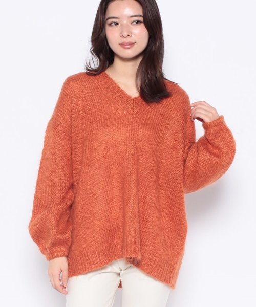 MICA&DEAL(マイカアンドディール)/puff sleeve knit/ORANGE