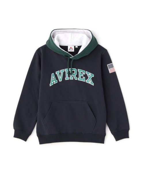 AVIREX(AVIREX)/《KIDS》ARCH LOGO COLOR HOOD PARKA / アーチロゴ カラー フード/ネイビー