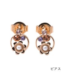 cream dot/サークル×フラワーモチーフとビジューの華奢ピアス/イヤリング/505082705