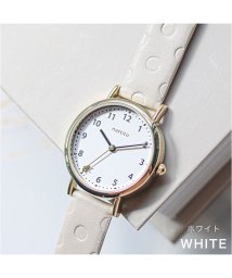 nattito(ナティート)/【メーカー直営店】腕時計 レディース マール 型押しベルト サークル 丸形 こだわりウォッチ シンプル かわいい YM067/ホワイト