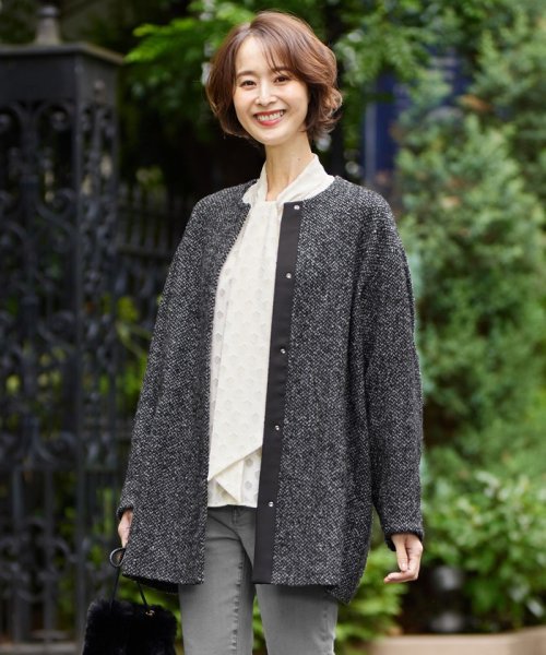 MANTECOツイード コクーンシルエットコート 