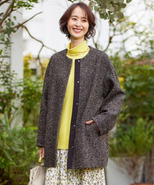 MANTECOツイード コクーンシルエットコート 