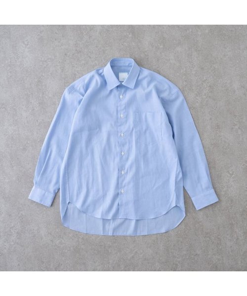 BRICK＆SONS(BRICK＆SONS)/リラックスバックプリーツシャツ＜ブルーピンストライプ＞/ブルー