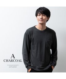  GENELESS(GENELESS)/tシャツ メンズ 長袖 暖かい ふわもち ハイネック インナー 柔らかい ストレッチ Uネック ソフトタッチスムース/チャコールグレー