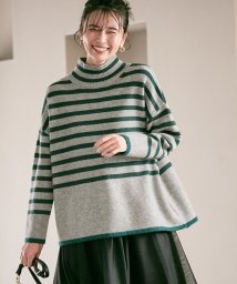 NIJYUSANKU（LARGE SIZE）(２３区（大きいサイズ）)/【CLASSY.1月号掲載】ウールナイロン ボーダー ハイネック ニット/グレーボーダー