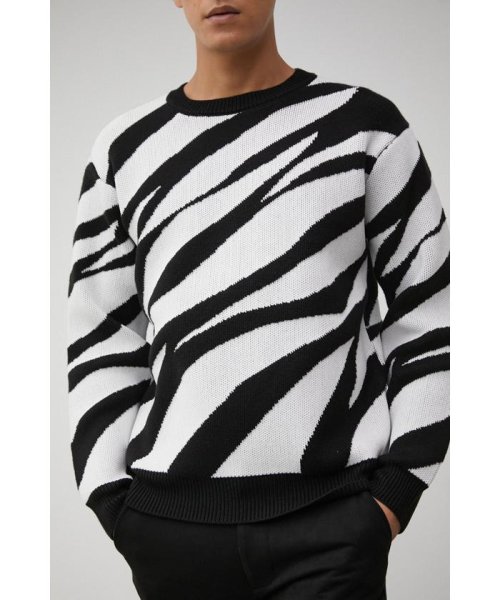 AZUL by moussy(アズールバイマウジー)/ZEBRA PATTERN JACQUARD KNIT/柄BLK5