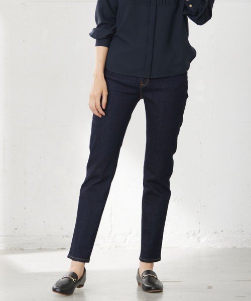 J.PRESS LADIES（LARGE SIZE）(J．プレス　レディス（大きいサイズ）)/【洗える】BASIC STRETCH DENIM スキニー パンツ/ネイビー系