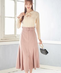 tocco closet(トッコクローゼット)/くるみバックルベルト付きスリット入りマーメイドフレアスカート/GRAYSH PINK