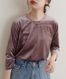 NICE CLAUP OUTLET(ナイスクラップ　アウトレット)/【natural couture】ストレッチベロアT/ピンクベージュ