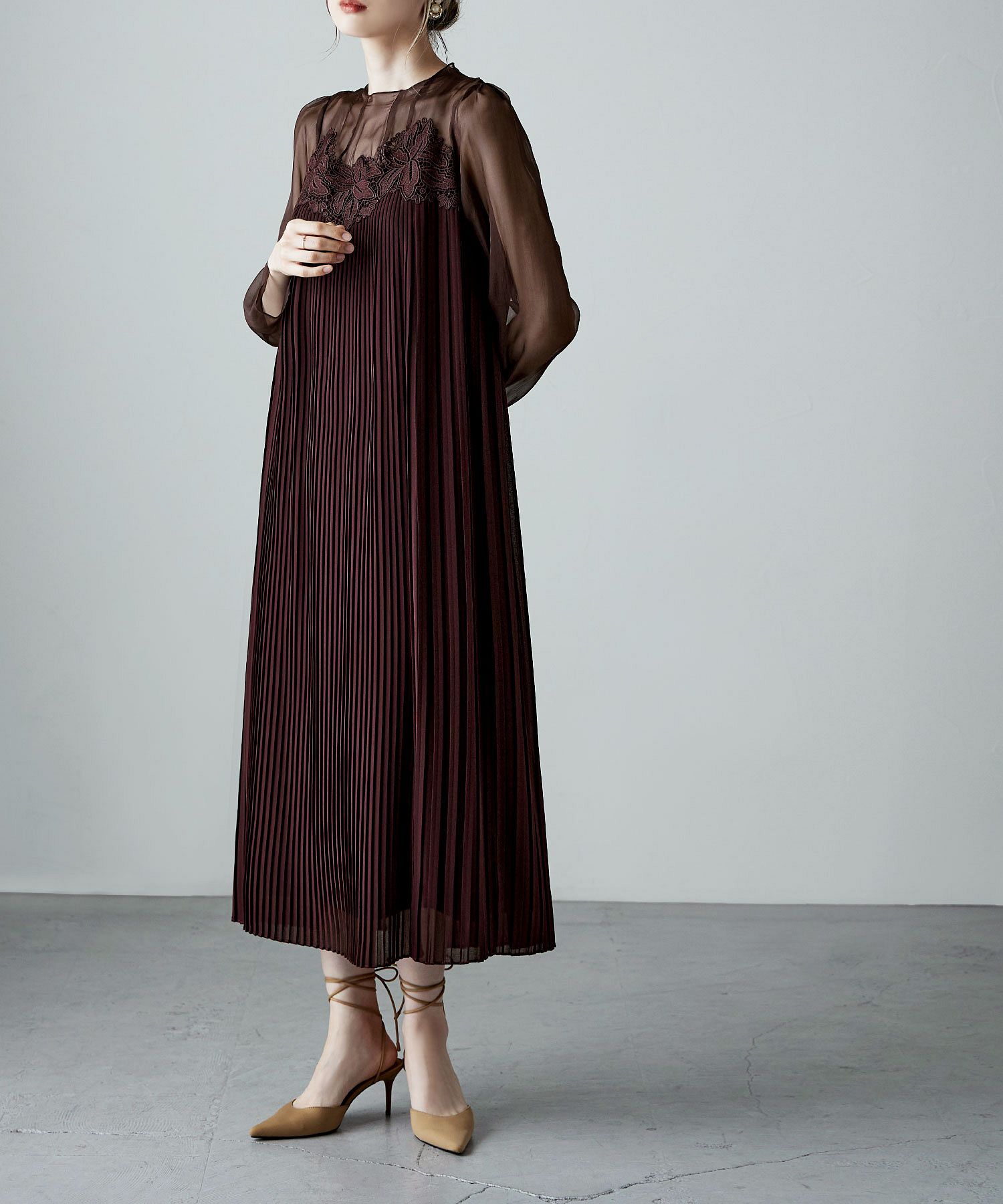 オーガンジーレースワンピ FRAY ID ロングワンピース／マキシワンピース オーガンジーレースワンピ FRAY ID ロングワンピース／マキシ