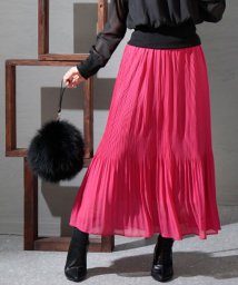 Sawa a la mode(サワアラモード)/裏フリースの暖かシフォンプリーツスカート/ピンク