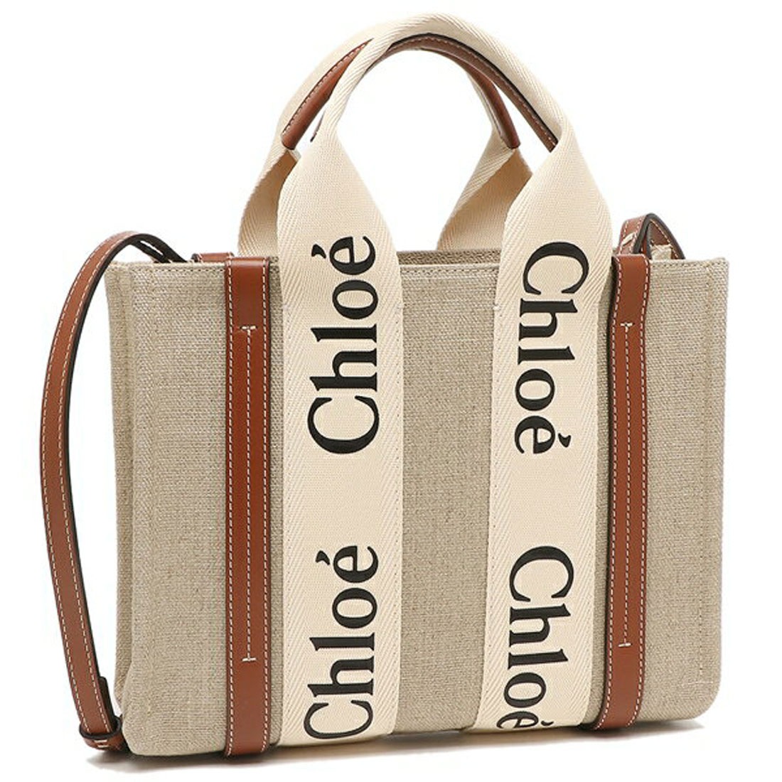 クロエ トートバッグ ショルダーバッグ ウッディ スモール 2WAY ミニバッグ ベージュ ブラウン レディース CHLOE  CHC22AS397I26 90U