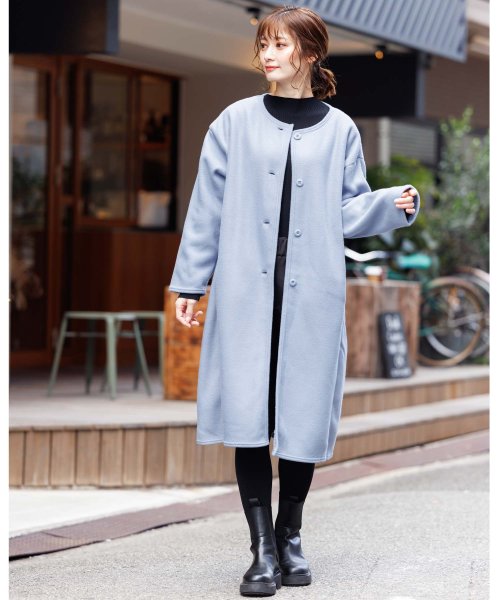 ☆裏ボア付き☆blues dress 瑞々しい ダブル チェスターコート カーキ