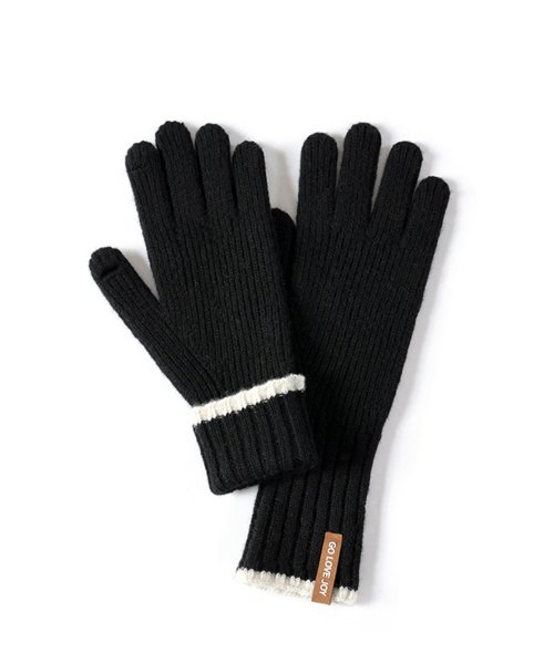aimoha(aimoha（アイモハ）)/リブニットホールタッチライン手袋/ブラック