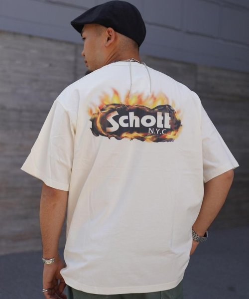 Schott(ショット)/S/S T－SHIRT "FIRE OVAL"/"ファイアーオーバル"Tシャツ/オフホワイト3