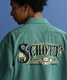 Schott(ショット)/T/C WORK SHIRT ROSE EMBROIDERED/ 刺繍ワークシャツ/ライトグリーン