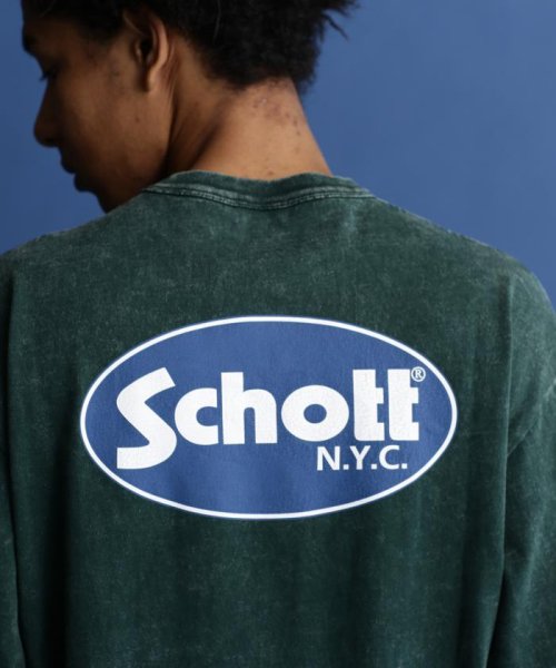 Schott(ショット)/LS T－SHIRT OVAL LOGO/オーバルロゴ ロングスリーブ Tシャツ /ダークグリーン