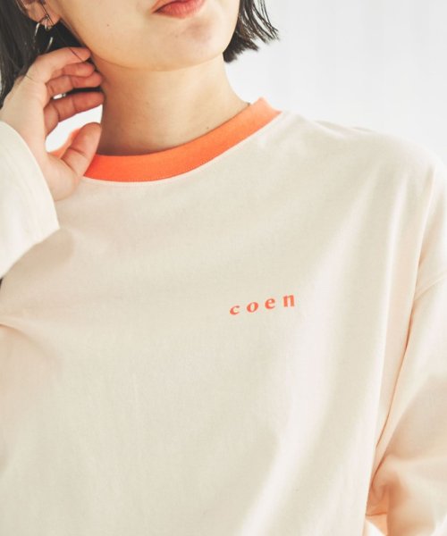 coen(coen)/coen（コーエン）ミニロゴリンガーTシャツ（WEB限定カラー）/ORANGE