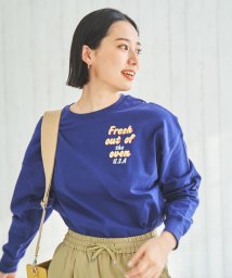 coen(coen)/USAコットン発泡プリントロングスリーブTシャツ/NAVY