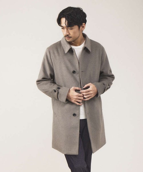 【MASCHILE/マスキーレ】メルトン ステンカラー コート 商品説明【素材】ウールとポリエステルを組み合わせることで保温性がありしなやかな肌触りを実現。イタリアンクラシックな2色の糸を織り込んだミックス調カラーでスモーキー KU1412081144(10725円)