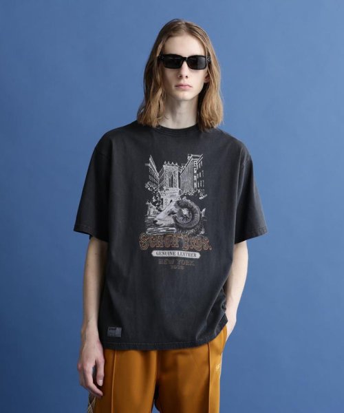 Schott(ショット)/S/S T－SHIRT "SHEEP IN NEW YORK/ブラック