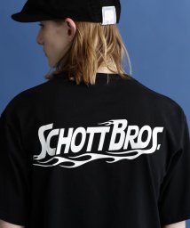 Schott(ショット)/SS T－SHIRT 'FIRE SCRIPT'/'ファイア スクリプト' Tシャツ/ブラック